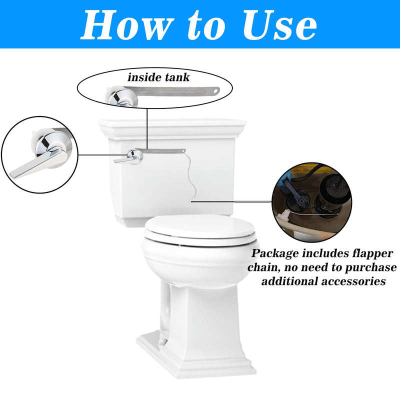 Front Mount Toilet Handle Replacement Kit Compatible with Kohler Memoirs Toilet, Universal Toilet Tank Flusher Lever with Stainless Steel Flapper Chains, Polish Chrome Front Mount
