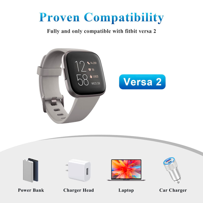 Meliya Charger for Fitbit Versa 2 ONLY, Anti-Slip Charging Stand Dock Station Replacement USB Cable Accessories Cradle Base Holder for Fitbit Versa 2 Smartwatch (Not for Versa/Versa Lite)