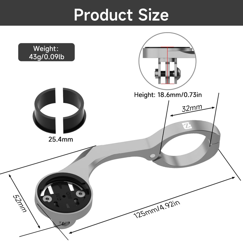Out Front Bike Computer Mount for Garmin,Aero Bar Bike Mount Compatible with Wahoo,with Garmin,with Bryton & with Cateye,Integrated Handlebar Stand for GPS Computer,Flashlight and Sport Camera Out Front Mount-Grey