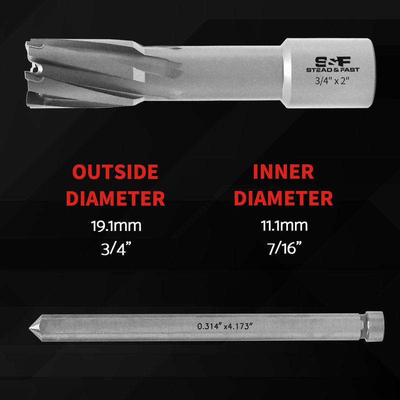S&F STEAD & FAST Carbide Annular Cutter 3/4" Cutting Diameter, 2" Depth of Cut, 3/4" Weldon Shank 3/4 x 2"
