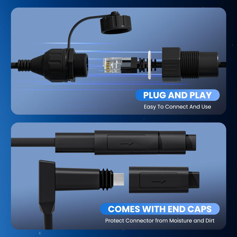 BarBaren for Starlink Ethernet Adapter Gen 2, Starlink Cable Starlink V2 SPX Plug to RJ45 Adapters Female Connectors for Starlink Gen 2 Dishy and Router (Pair for Dish and Router), Waterproof Black
