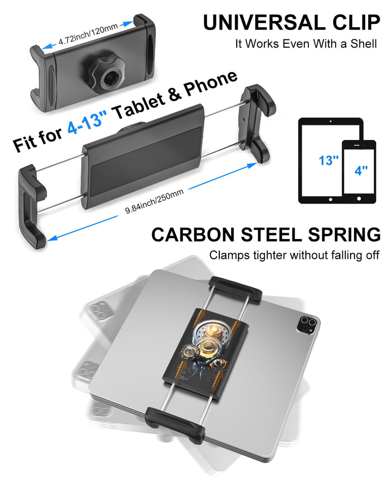 iPad Cup Holder Car Mount Heavy Duty [Height Adjust] Metal Long Arm Cup Holder Tablet Mount for Car, Truck, Compatible with 4.7-13" iPad Pro Air Mini, Galaxy Tab, iPhone, Cell Phone