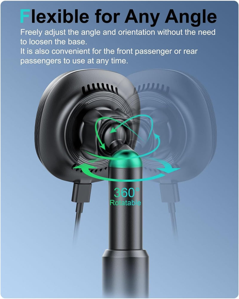 for MagSafe Wireless Car Charger Cup Holder Mount Compatible with iPhone 17/16/15/14/13/12, Magnetic Car Phone Mount 15W Fast Charging Telescopic Arm Heat Dissipation System, with PD 30W Adapter