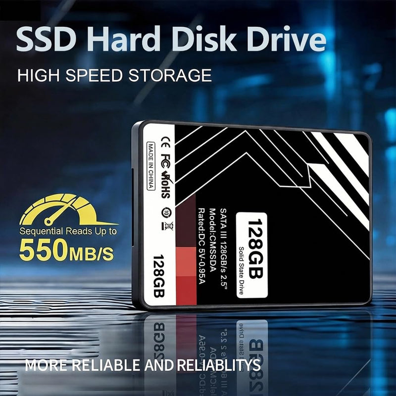 128GB SSD SATA III 6Gb/s 2.5" Internal Solid State Drive, Read Speed up to 550MB/s, Compatible with Laptop and PC Desktops