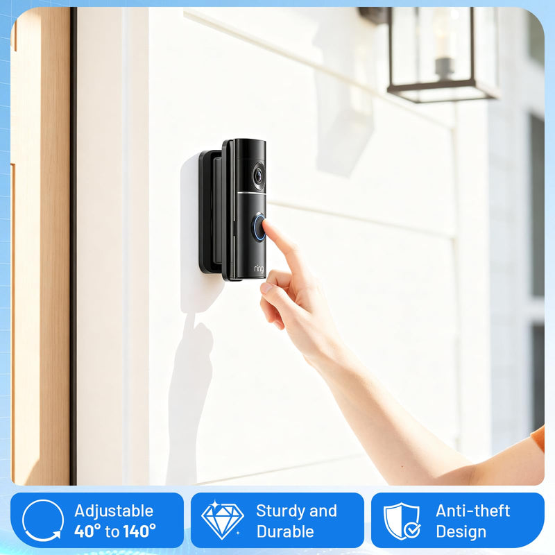 Doorbell Mount for Ring, Adjustable Angle Wall Mount Anti-Theft Doorbell Bracket for Ring Battery & Wired Doorbell/Pro/Plus (2nd Gen New-est Model), Wide View for Home/Apartment - Black for Ring Battery Doorbell 2nd Gen 2026