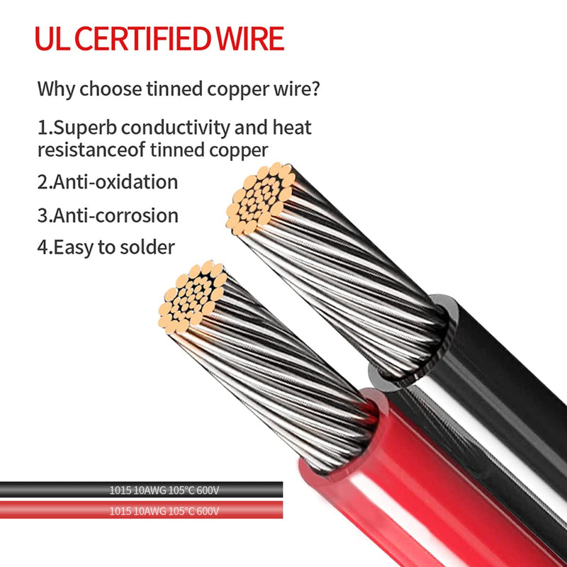 2FT 10AWG SAE Power Socket Sidewall Port to O Ring Connecters Extension Cord Cable with 10A 15A 20A 25A 30A Fuse Compatible with Solar Generator Battery Charger,for Solar Accessories 2FT