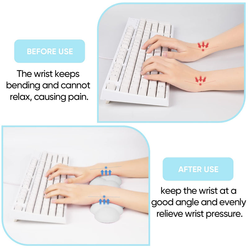  [AUSTRALIA] - Cloud Wrist Rest Keyboard, White Cloud Palm Rest with PU Leather Memory Foam Cute Keyboard Rest for Wrist Support and Arm Rest, Desk Cloud Wrist Pad for PC Gaming/Hand Cushion/Computer/Office