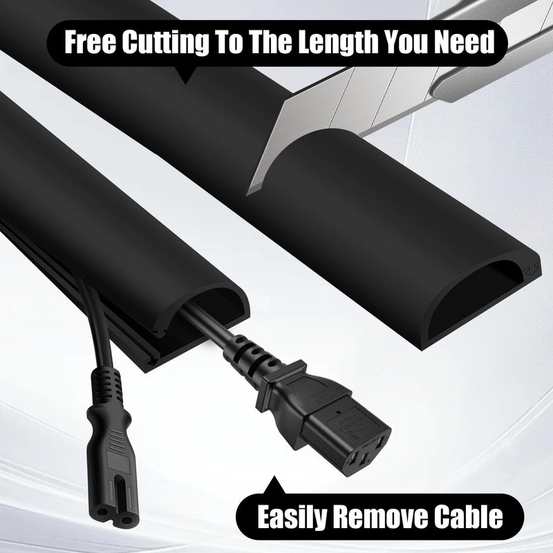 Wall Cord Hider,Flexible Self-Adhesive Wire Cover,Black,Large -118inch | Flexible Self-Adhesive, Wire Cover, With Tools,Side-Open Cable Raceway, For Mounted TV, Home Theater & Office Black Large -118inch