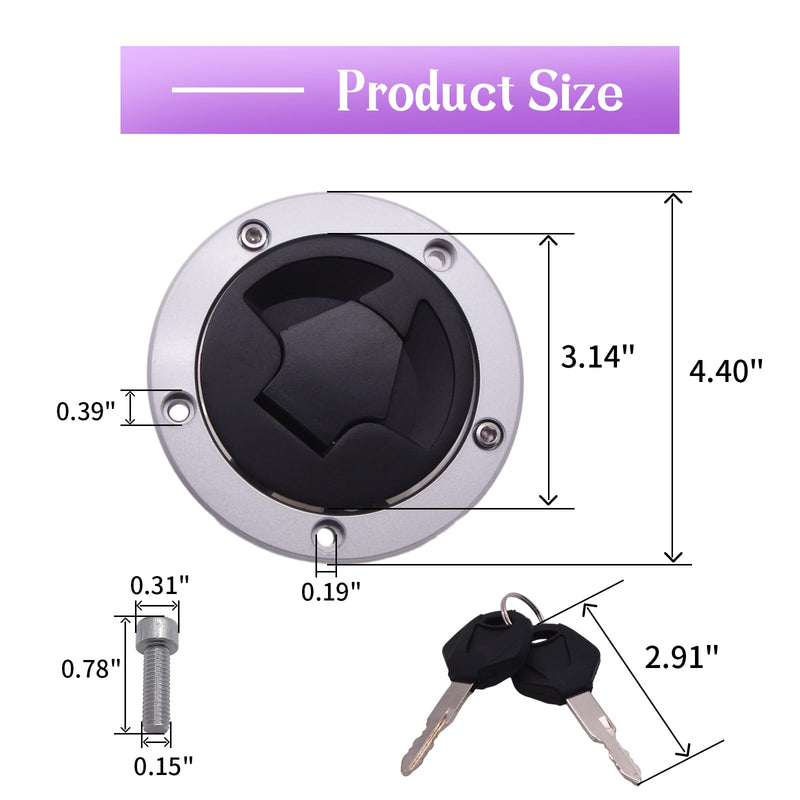 RUIAN CNC Aluminum Motorcycle Fuel Gas Cap Tank Cover Lock for Kawasaki ER-6F Ninja 650, Pack of 6 Black