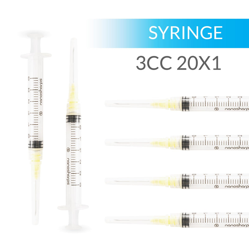3ML Syringe 20x1 (3cc 20x1 - 100 pack) Industrial, lab, scientific, sterile. disposable 100 units per box 3cc 20x1 - 100 pack