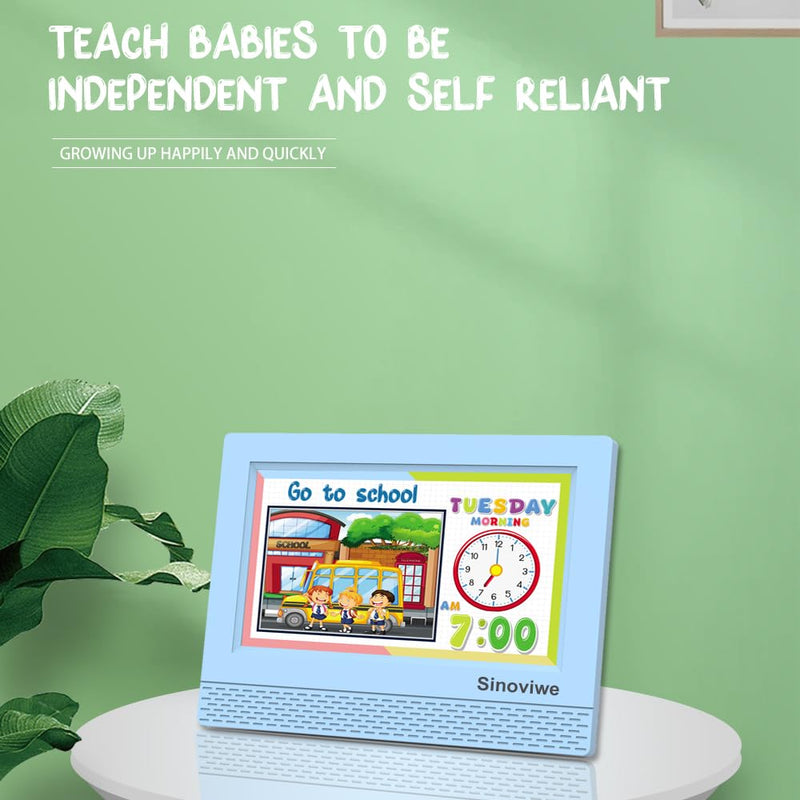 Digital Alarm Clock with 7'' HD Screen, Calendar Function,It is Perfect for Kids Aged 3-18 Years Old with Remote Control and Custom Reminder Function for Birthdays Blue