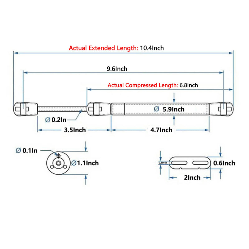 2 Pack Extended 10 inch Gas Prop Force 100N/22LB Gas Struts – Black Gas Springs/Window Lift and Lid Support/Gas Shocks for RV Bed Platform/Floor Hatch/Outdoor Bench/Cabinet/Tool Box