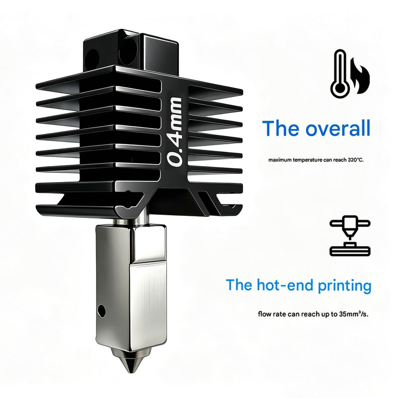 P1S/P1P 0.4mm Nozzle Kit,Bamboo Lab P1P, P1S Hotend Complete Kit for P1 Series, Full Assembly Hardened Steel Hot End with Fan, Thermistor, Ceramic Heater for Bambu Lab Accessories (P1 Series-0.4mm) P1 series-0.4mm