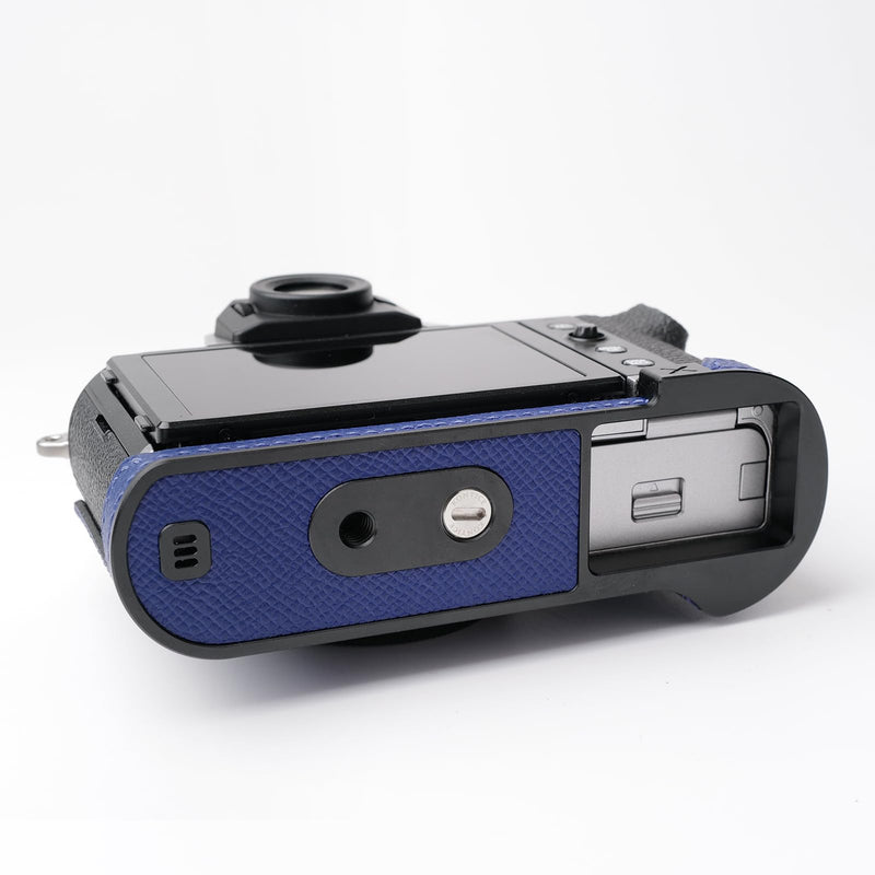 Iborrys Camera Genuine Leather Half Case ，Compatible with FUJIFILM Fuji X-T50 XT50 ， Made by Hand - Top Layer Cowhide Body + Metal Base Plate 2-in-1 Design (BlueA) BlueA