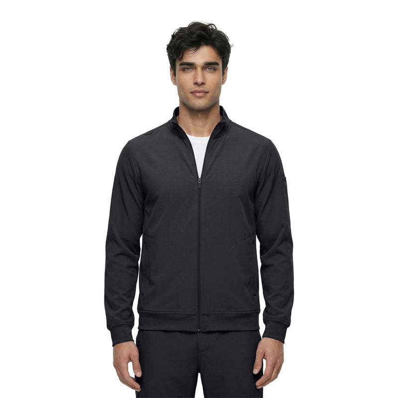Natural Uniforms Mens Cool Stretch Zip Up Scrub Jacket Black Large