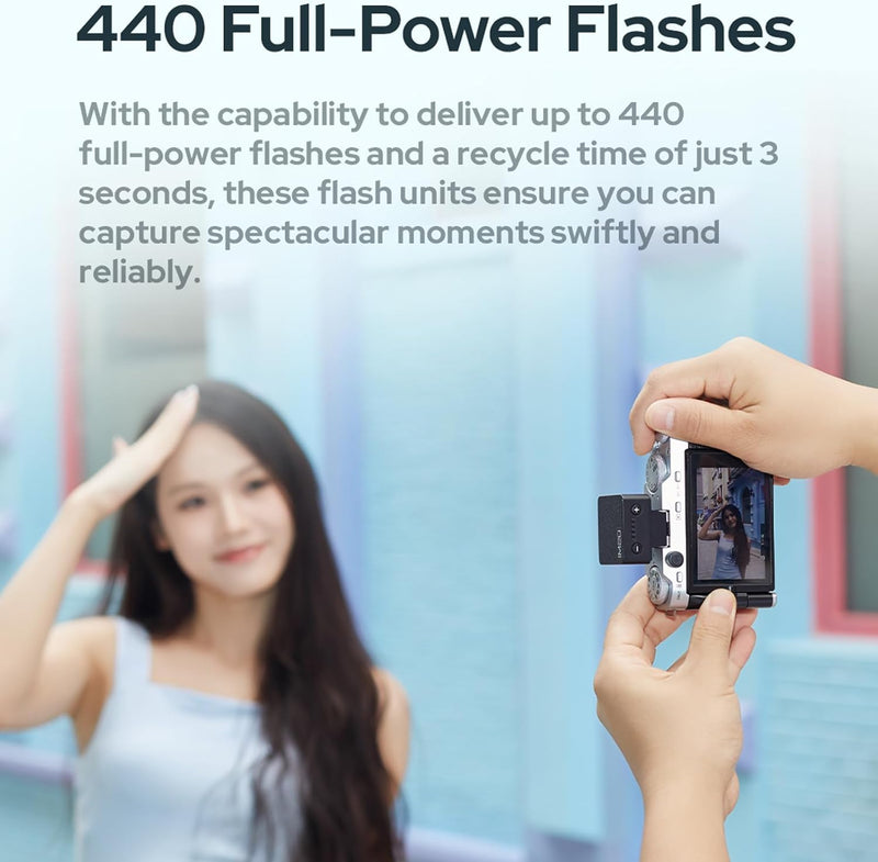 Godox IM22 Mini Camera Flash,3s Recycle Time,440 Full Power Flash Time Built in Lithium Battery for Fuji,for Canon,for Nikon,for Sony, for Olympus Camera(iM22)