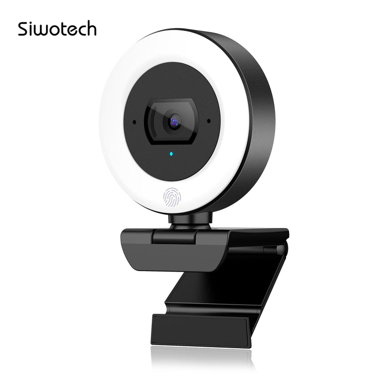 4K Webcam with Ring Light, PDAF Autofocus Web Camera for Desktop Computer | SIWOTECH Streaming Camera, 4K Webcam for PC, Built-in Privacy Cover, Dual Omnidirectional Mics, USB Plug-and-Play for Zoom