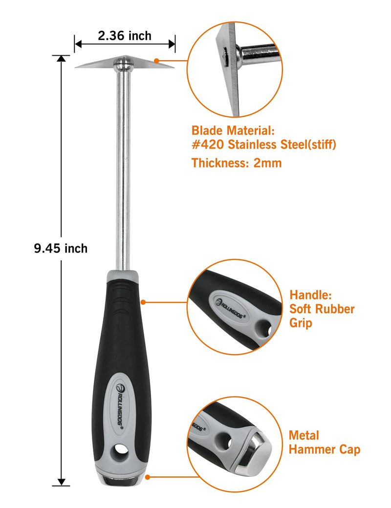 ROLLINGDOG Shave Hook Triangle Stainless Steel - Removing Paint and Varish From Flat Surfaces With Hammer Cap