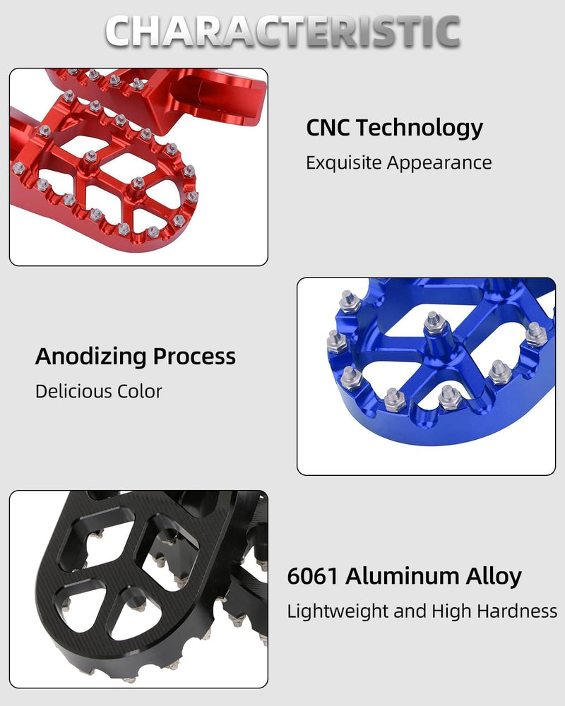JFG RACING Dirt Bike Foot Pegs,7075 Aluminum CNC Pedals Rests for Surron Light Bee X and S/E Ride Pro S SS SR/CRF150F CRF230F 03-19/CRF250F 19-24/XR150L 15-24/KDX200 83-94-Black black