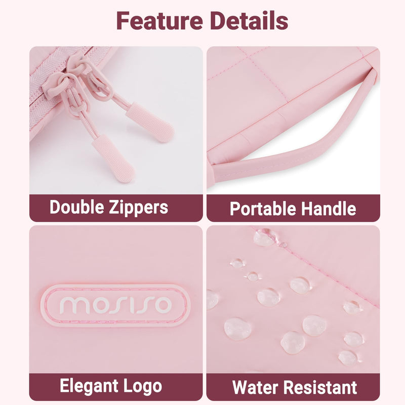 MOSISO 360 Protective Laptop Case 13 inch, Laptop Sleeve Bag | Compatible with MacBook Neo 2026/Air M5 M4 M3 M2 M1/Pro 13 M2 M1, Side Open Sixteen Grid Carrying Case with Handle, Blush