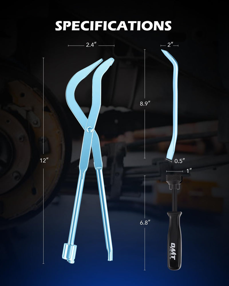 Orion Motor Tech Drum Brake Tool Kit, 3 pc Drum Brake Adjustment Tool Set with Brake Spring Compressor Tool and Brake Spoon, Double Ended Brake Spring Pliers for Brake Spring Removal and Installation