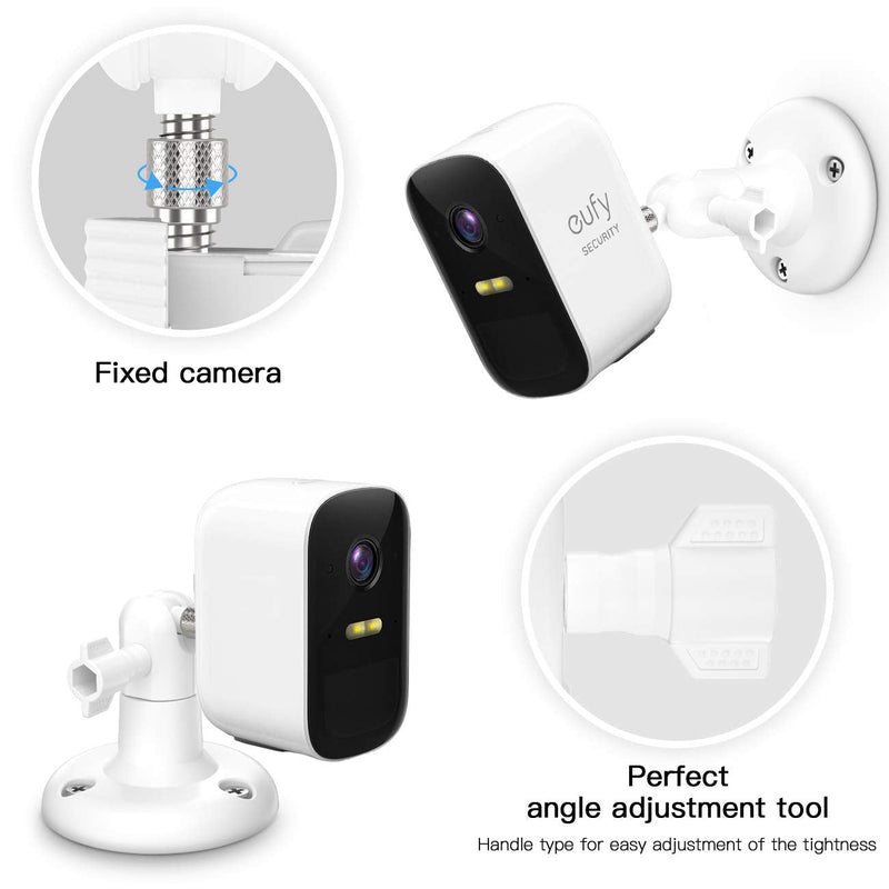 Adjustment Wall Mount Holder Compatible with Eufycam 2c,Eufycam 2,Eufycam E and other Eufycams Compatible Models，1/4" Screw Eufycam Wall Mounts (2PACK, WHITE) 2PACK