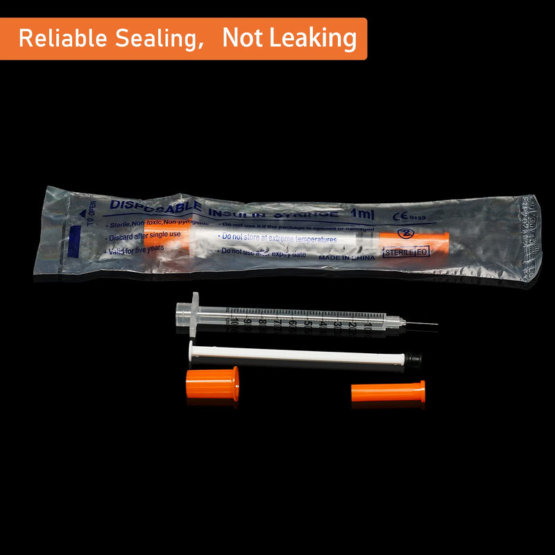 1ml/cc 31G Syringe 5/16" (8mm) Needle, Disposable Individual Package Pack of 100 1ml 31G 5/16inch
