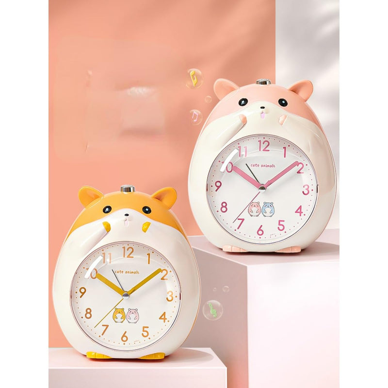 Kids Alarm Clock Hamster Alarm Clock for Kids Bedroom, Cute Cartoon Bedside Clock Children's Sleep Trainier, Wake Up for Boys Girls Birthday Gifts (Yellow) Yellow
