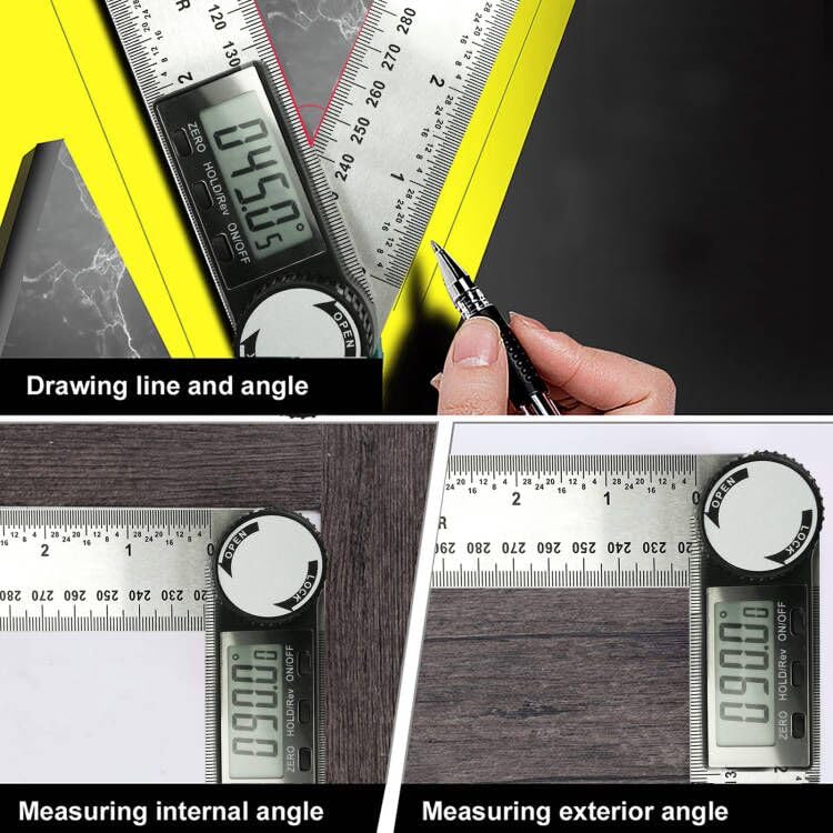 Digital Angle Finder, 2 in 1 Digital Angle Gauge 7 inch/200mm Stainless steel tool kit for Carpenter/Woodworking/DIY Tools onesize Silvery