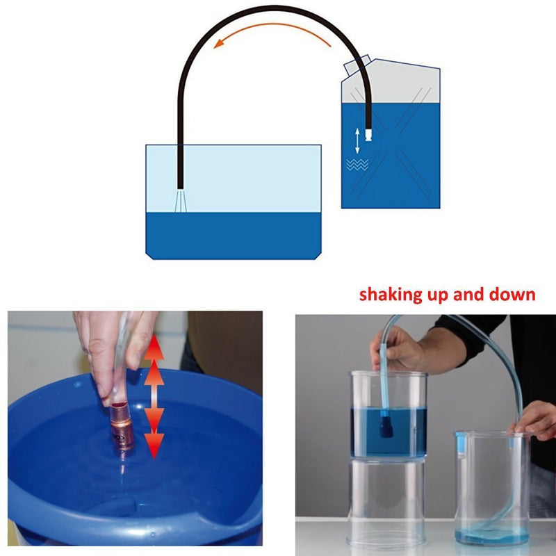 wadoy Siphon Hose Gas/Oil/Water/Fuel Transfer Siphon Hand Pump Self Priming Shaker Hose 6' (2 Pack) Blue