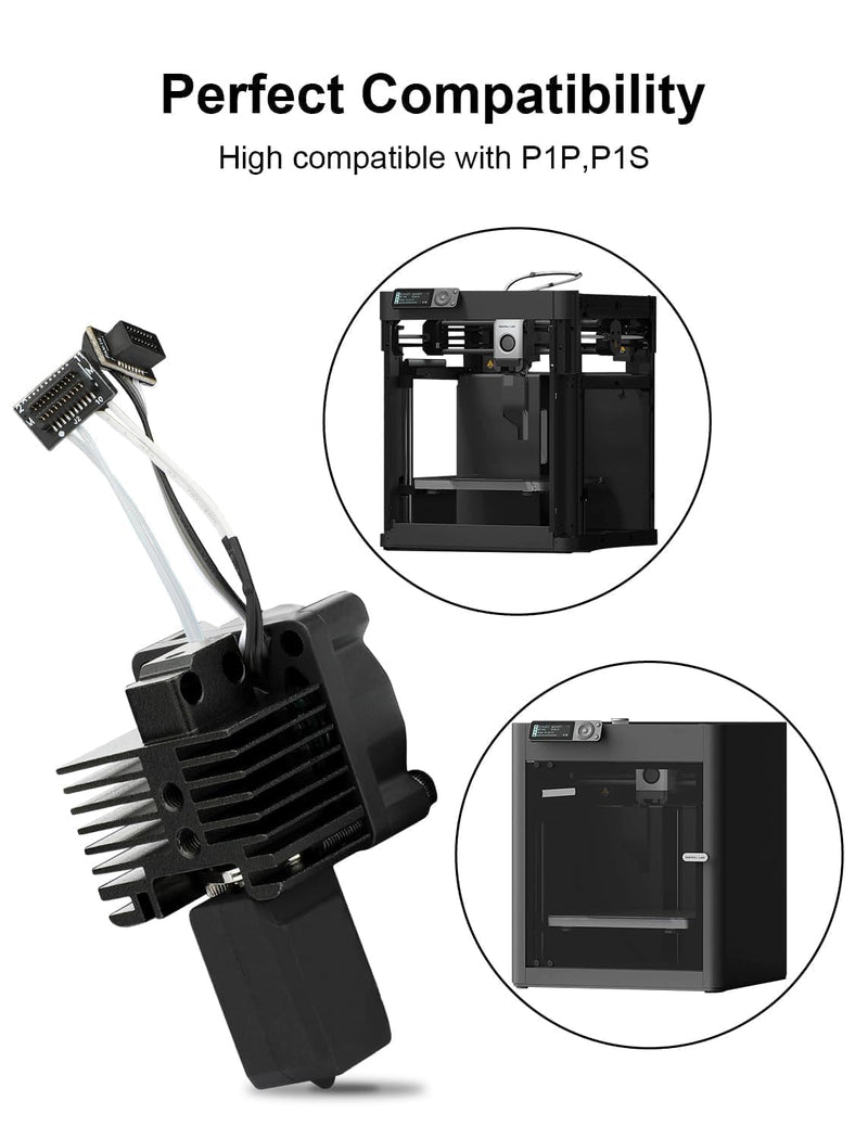 P1P P1S Hotend Kit with Fan for Bambu Lab P1 Series 3D Printer, Bambulab P1 Nozzle 0.2/0.4/0.6mm Assembly Hardened Steel with Fan, Thermistor, Ceramic Heater & Extruder Heating Block Replacement