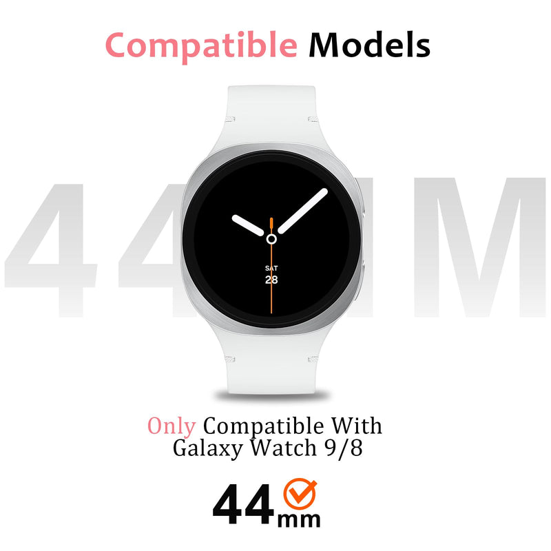 Amizee Rugged Metal Case for Galaxy Watch 9/8 44mm, Gold/Orange | Case Compatible with Samsung Galaxy Watch 44mm with Back Cover, Protective Bumper Cover for Watch 9/8