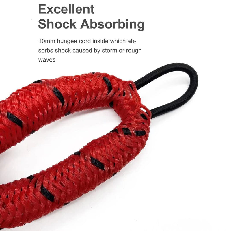 Bungee Dock Lines for Boat Shock Absorb Dock Tie Mooring Rope Boat Accessories 4-5.5 ft,4Pack (RED&Black spot) RED&black spot