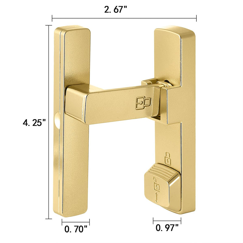 INIRET 2 Packs Gold 90 Degree Barn Door Lock,Flip Gate Latches Hardware,Zinc Alloy Right Angle Door Lock Latch,Protect Privacy,for Barn Door,Cabinets,Windows,Garden,Bathroom Gold_90 Degree