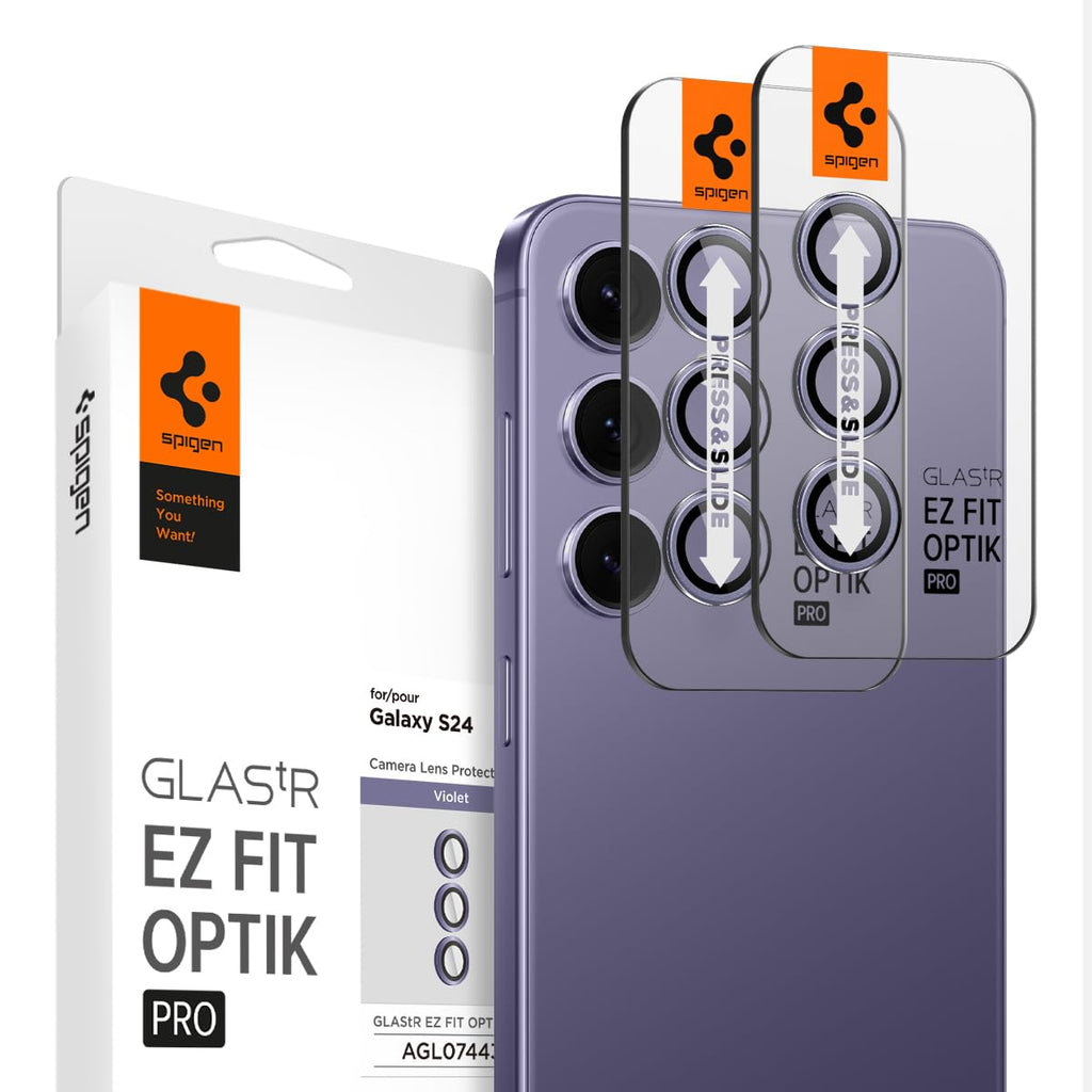 Spigen Camera Lens Screen Protector [GlasTR EZ Fit Optik Pro] Designed for Galaxy S24 [Case Friendly] - Violet [2 Pack]