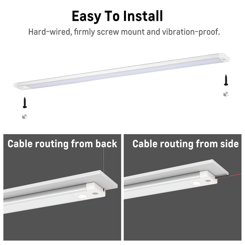 acegoo RV Interior LED Light Bar 12V LED Light Strip for Motorhome Camper Trailer Kitchen Countertop Under Cabinet Lighting, Integral Dimmer Switch & Red Night Light (Warm White, 16.5 inch) Warm White 16.5 Inches
