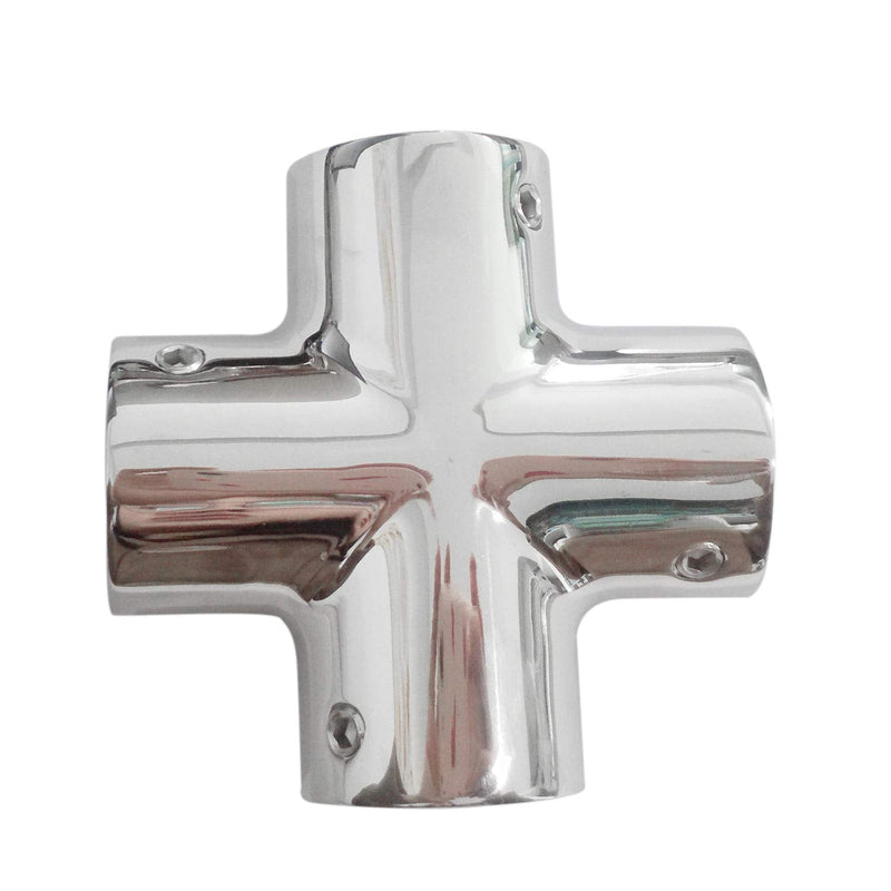 Heavy Duty Marine Grade 316 Stainless Steel Cast Boat Hand Rail Fitting 4 Way Cross Tube Pipe Connector Tee Joint 7/8" 1 inch I.D.