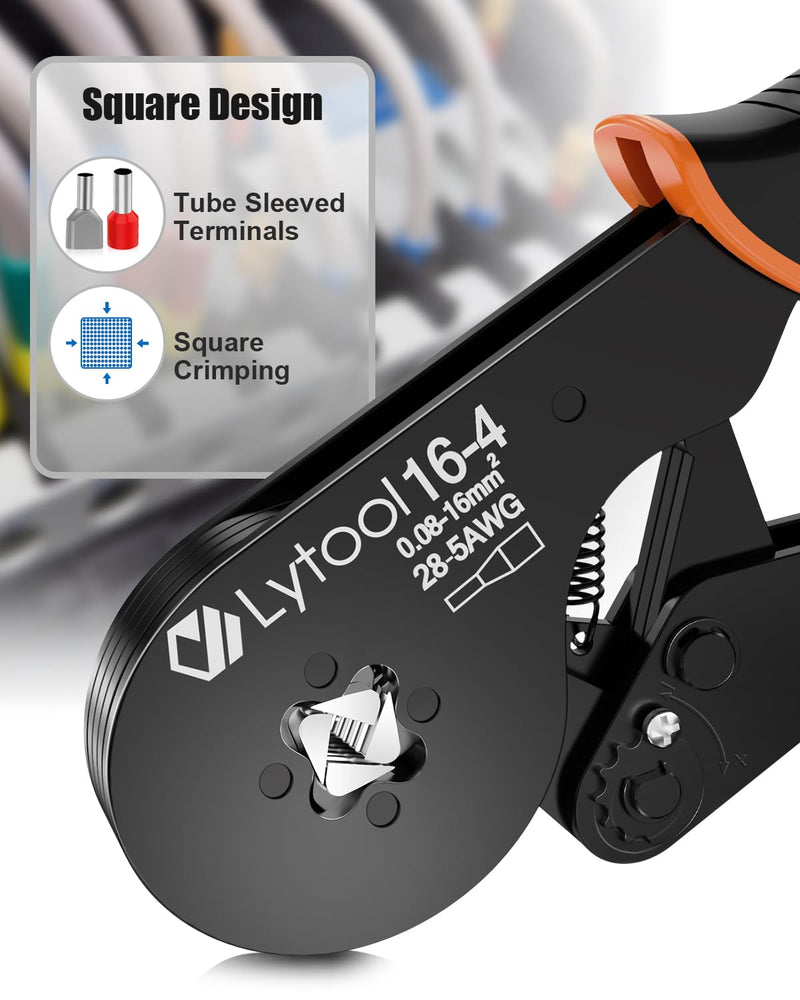 Ferrule Crimping Tool Kit, Lytool Wire Crimper Pliers (AWG 28-5/0.08-16mm²), Wire Ferrule Kit with Square Ratchet Crimper and 1200PCS Ferrule Connectors Wire Ferrules Terminals Kit Square Wire Crimping Pliers + 1200 Wire Ferrules