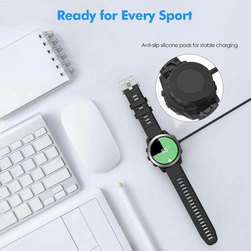 MoKo Watch Charger Compatible with Garmin Fenix 7/7 Pro/7S/7S Pro/7X/7X Pro/6/6X/6S/5/5 Plus/5X/5X Plus/5S/Forerunner 965/945/645/Instinct, Charging Dock with 3.3 ft/1 m USB-C Charging Cable, Black 1Pack TYPE-C