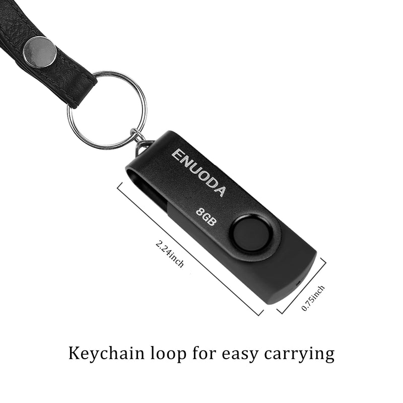 8GB Flash Drive ENUODA 1 Pack Thumb Drive 8GB USB 2.0 Memory Stick Jump Drive Pen Drive for File Storage and Data Transfer (Black) Black