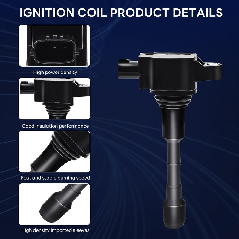 UF617 22448-EY00A Ignition Coil (Set of 1) Compatible with Nissan Infiniti 370Z G37 M37 Q50 Q60 Q70 QX50 QX70 1.6L 1.8L 2.5L 3.7L 5.0L 5.6L V6 Replacement for GN10430 1 x UF617
