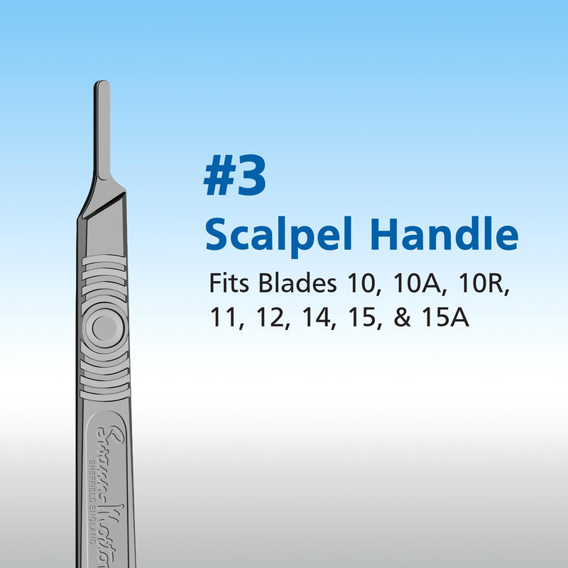 Swann Morton Scalpel Handle No. 3 - Stainless Steel, Fits Blades 10, 10A, 10R, 11, 12, 14, 15, & 15A, Esthetician Tools to Dermaplane, Surgical Knife Handle, Medical Grade Precision Instrument | For Blades 10, 10a, 11, 12, 15, 15a