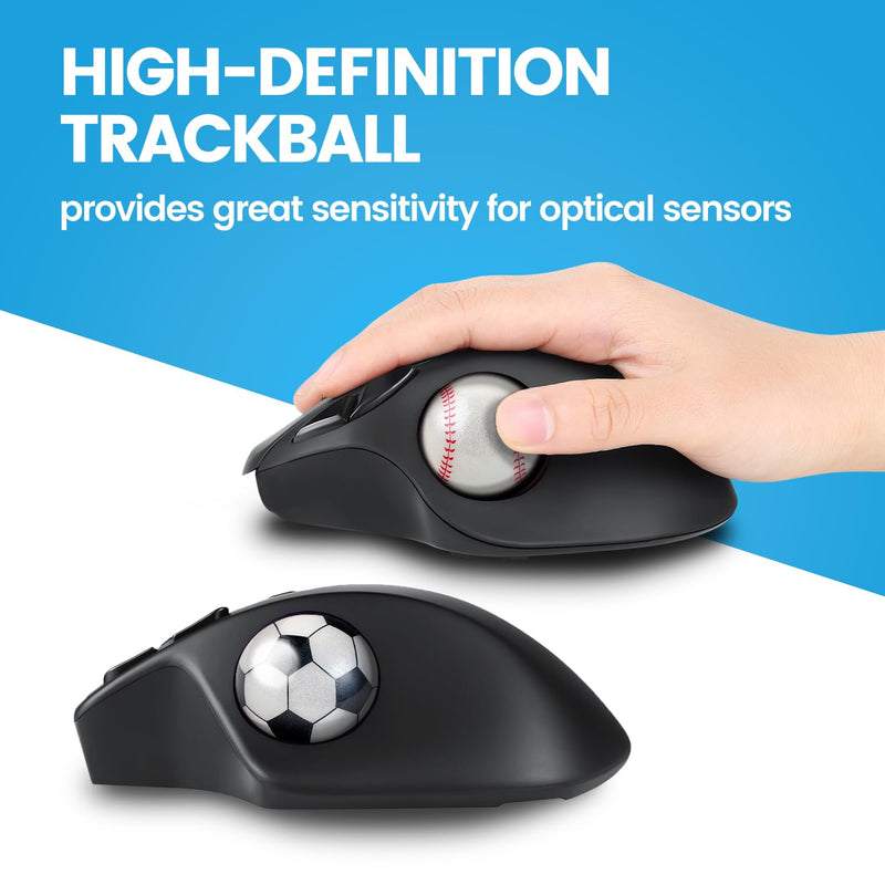 Perixx PERIPRO-303X2F 1.34 Inches Sports Trackball 2 pcs Pack - Fun Novelty Baseball and Soccer Design - Compatible for M570, M575, PERIMICE-517/520/717/720, and Other 1.34inches Trackball Mouse Baseball & Soccer