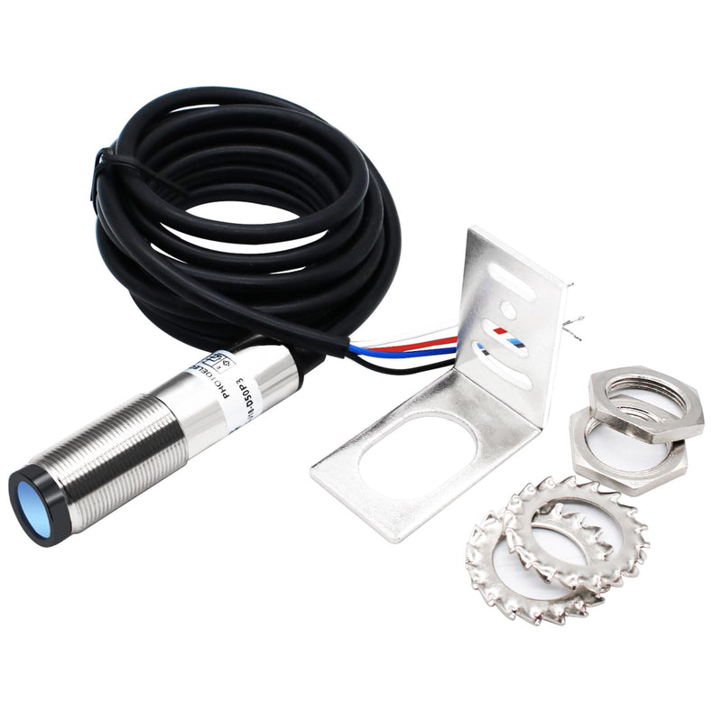 LCLCTC12V 24V Laser Sensor photoelectric Switch PNP NO + NC M18;Input(10-30VDC), 4 Wires; Detection Distance 8-50cm; HG18-D50P3, Normally Open and Normally Closed