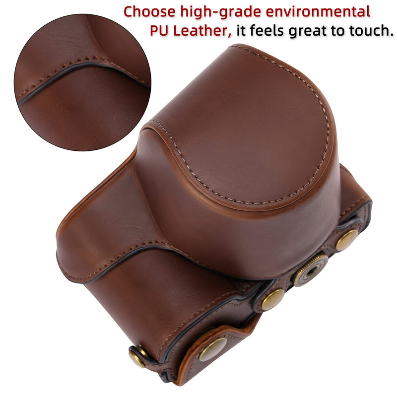 XEVN for Sony ZV-E10 case,for Sony ZV-E10 case,Premium PU Full Body Leather Camera Case Bag for Sony Alpha ZV-E10 Fit 16-50mm Lens with Camera Shoulder Strap ZV-E10-Coffee