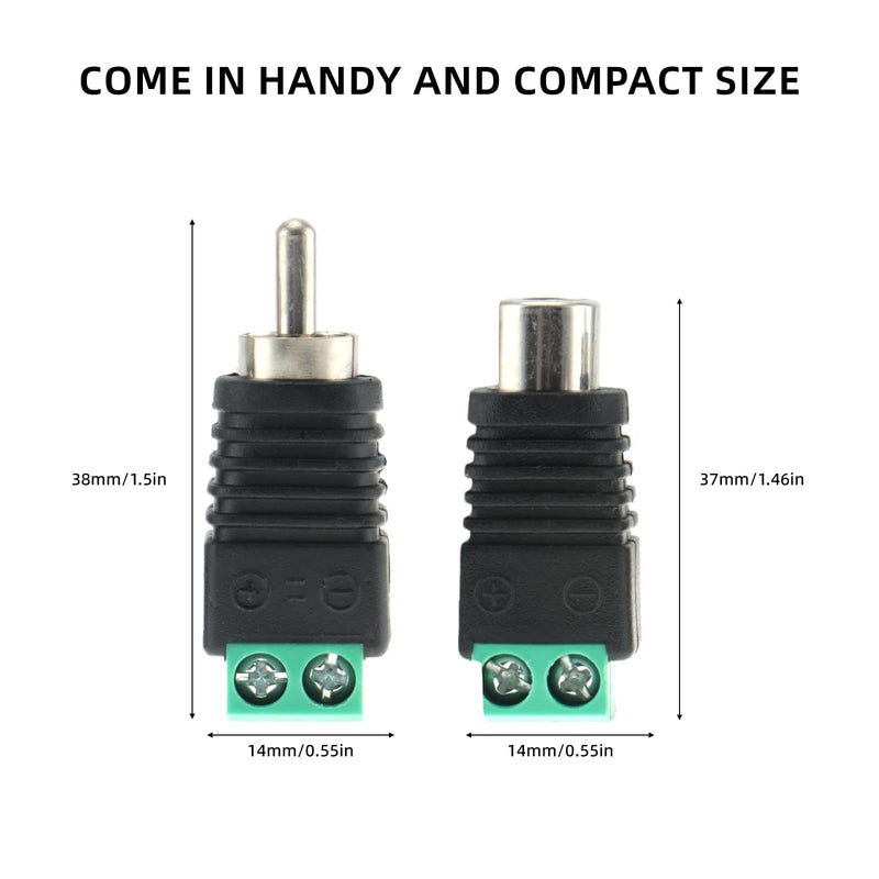 DIANN 5 Pairs RCA Screws Male Female Plug to AV Screw Terminal Audio/Video Connector Adapter for Audio Cable Connection Speaker Connector for Home Audio Systems