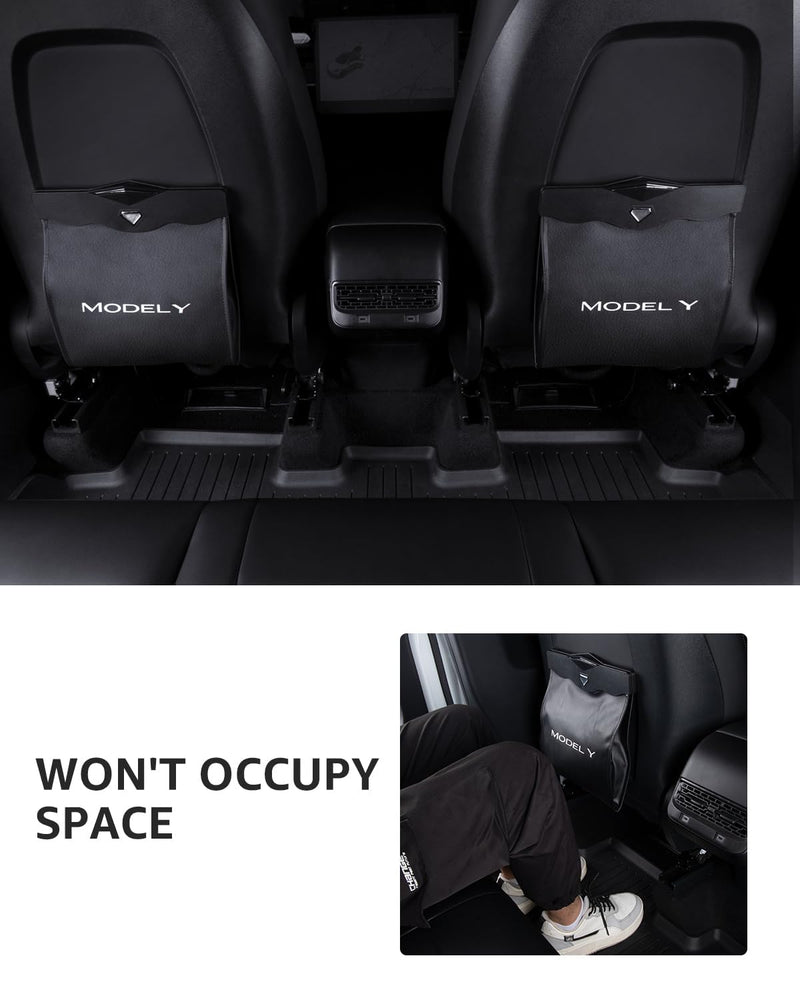 Motrobe Tesla Model Y Juniper Trash Can 2020-2026 Garbage Bag Garbage Bin [Strong Magnetic Buckle] Waterproof with LED Light Faux Leather Model Y Interior Accessories 2.5 Gallons