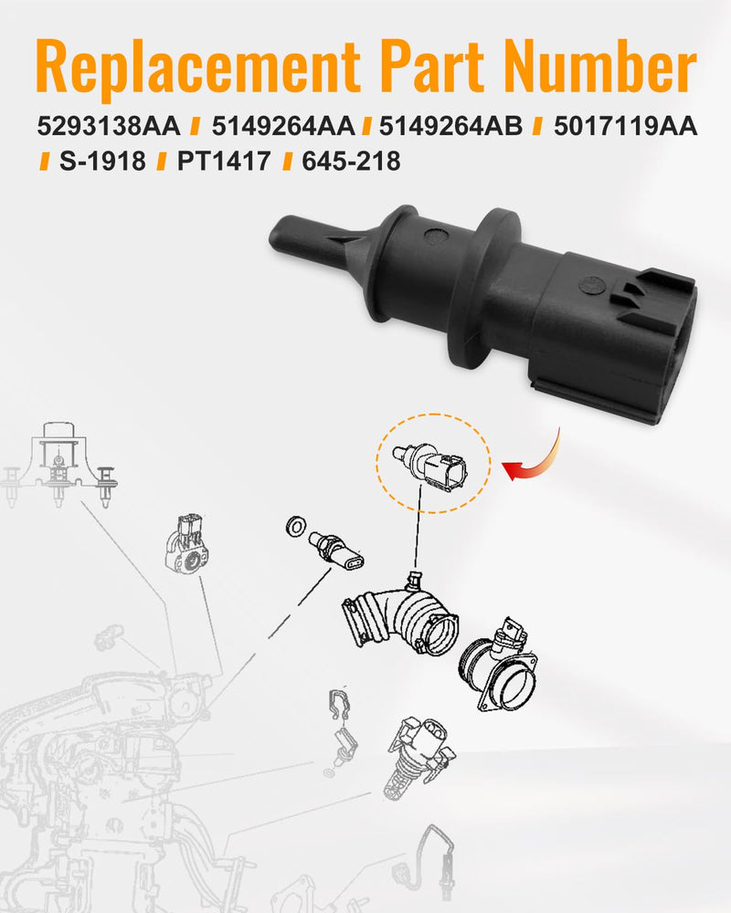 Ambient Air Temp Temperature Sensor with Connector Wire Harness Fit for Dodge/Chrysler/Jeep/Plymouth Replace 5293138AA 5149264AA 5149264AB 5017119AA