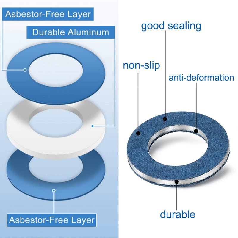 100pcs Oil Drain Plug Gasket Washer for Toyota Lexus Scion Aluminum M12 Crush Washer Seals Rings Replaces# 90430-12031 90430-12031 Blue