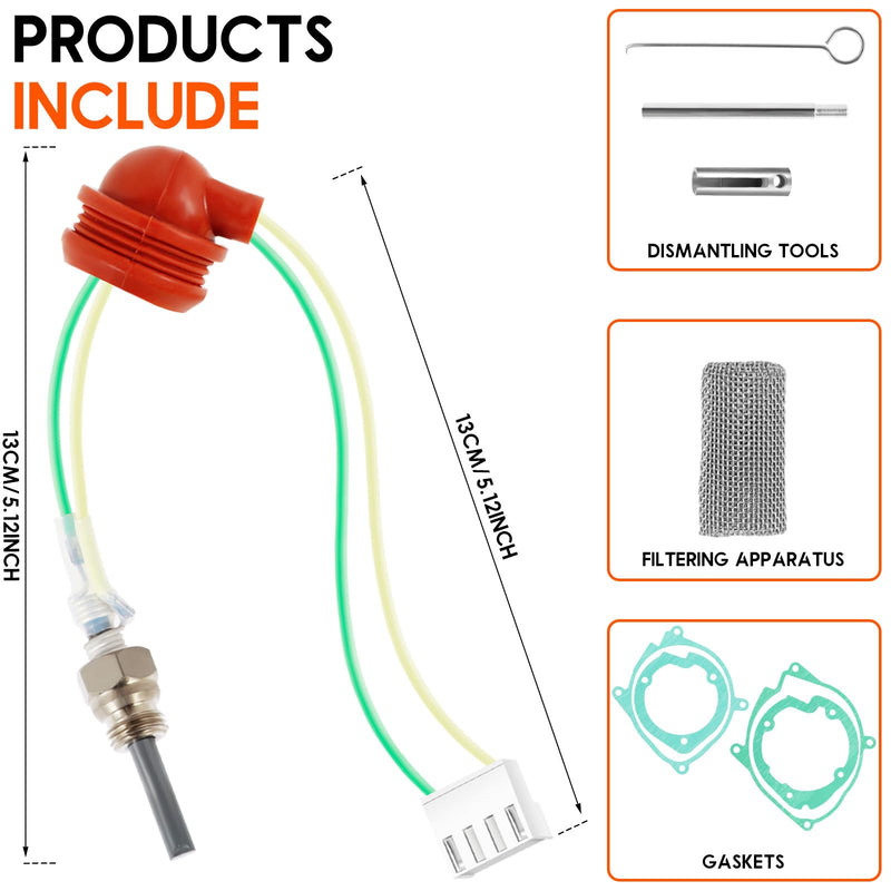 9 Pcs Glow Plug Repair Kit, 8pcs Diesel Parking Heaters 12V 2KW 5KW 8KW Glow Plug Ceramic Heater Repair Parts Glow Ignition Plug Kit Heater Accessories for Car Truck Boat(9pcs,Silver) 9pcs silver